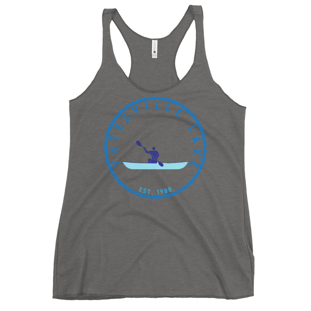 Lake Geneva Wisconsin Freshwater Kayak Women's Racerback Tank
