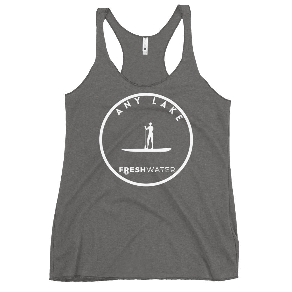 Custom Freshwater Paddle BW Women's Racerback Tank