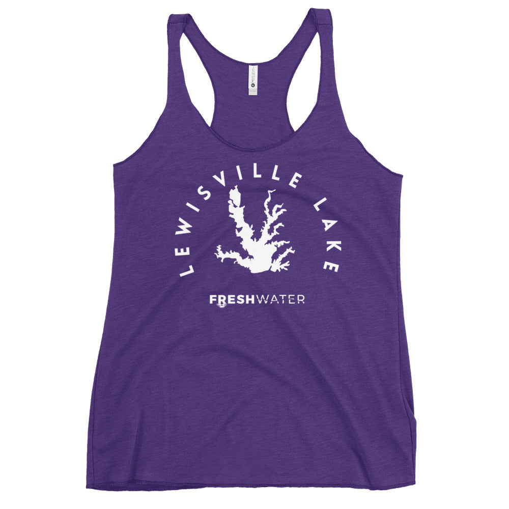 Lewisville Lake Texas Freshwater BW Women's Racerback Tank