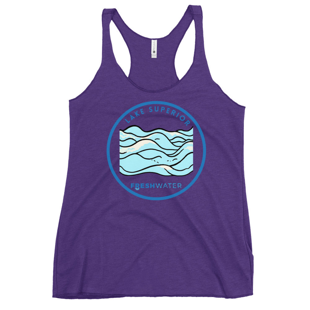 Lake Superior Freshwater Waves Women's Racerback Tank