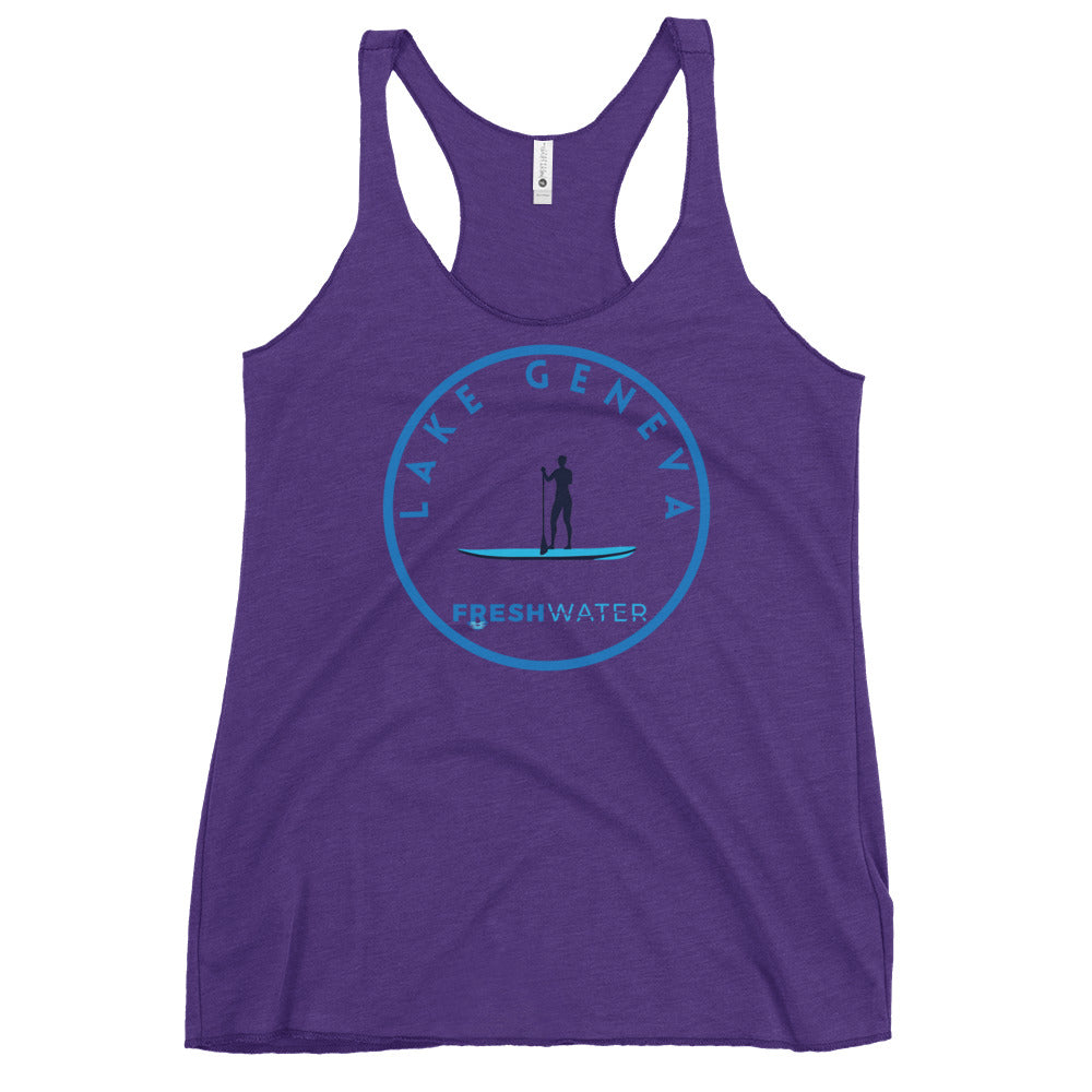 Lake Geneva Wisconsin Freshwater Paddle Women's Racerback Tank