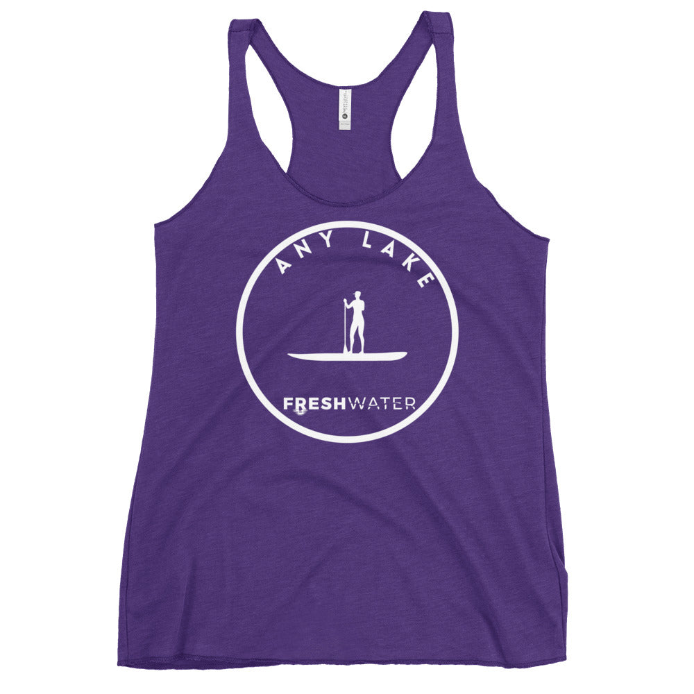 Custom Freshwater Paddle BW Women's Racerback Tank