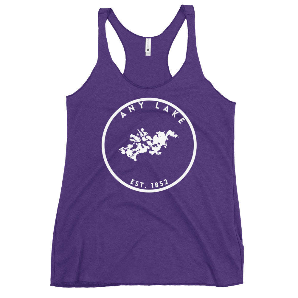 Custom Freshwater Lake Outline Women's Racerback Tank