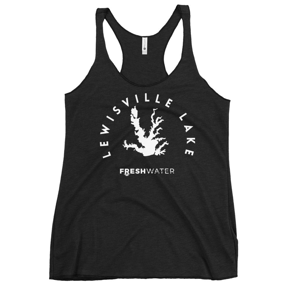 Lewisville Lake Texas Freshwater BW Women's Racerback Tank