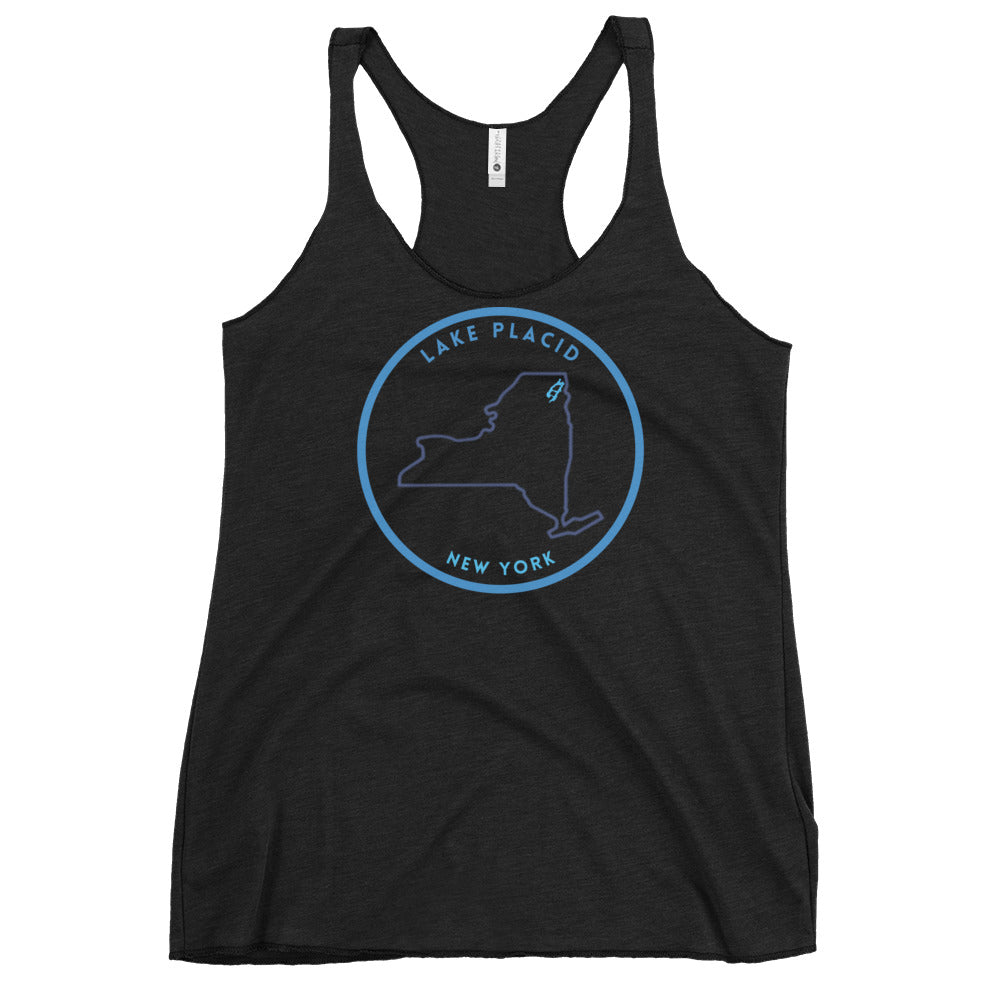 Lake Placid New York Freshwater NY Outline Women's Racerback Tank