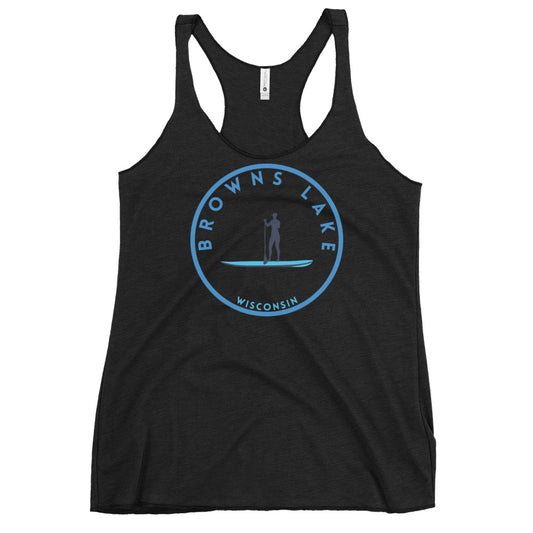 Browns Lake Wisconsin Freshwater Paddle Women's Racerback Tank