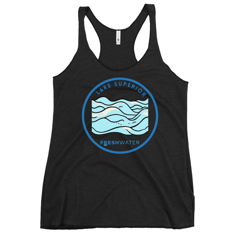 Lake Superior Freshwater Waves Women's Racerback Tank