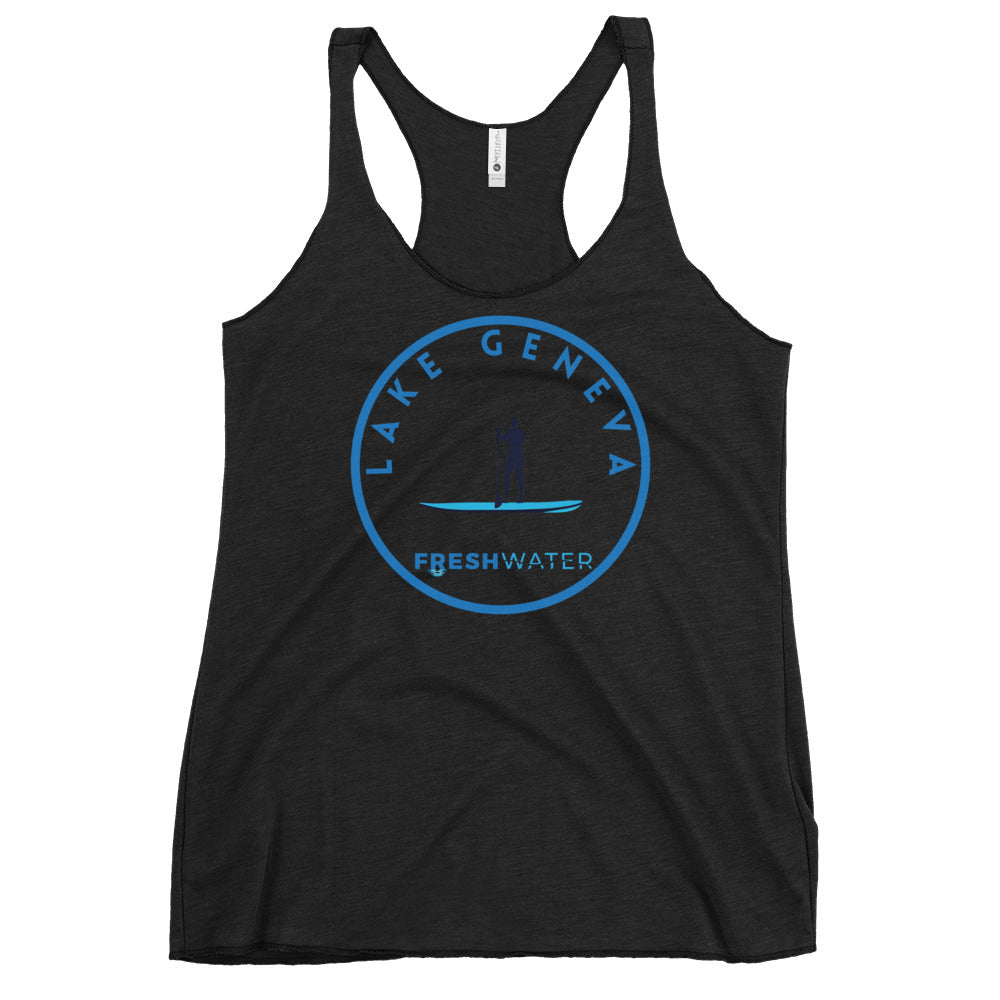 Lake Geneva Wisconsin Freshwater Paddle Women's Racerback Tank