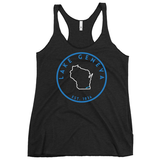 Lake Geneva Wisconsin Freshwater SO Women's Racerback Tank
