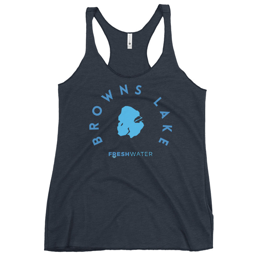 Browns Lake Wisconsin Freshwater B Women's Racerback Tank