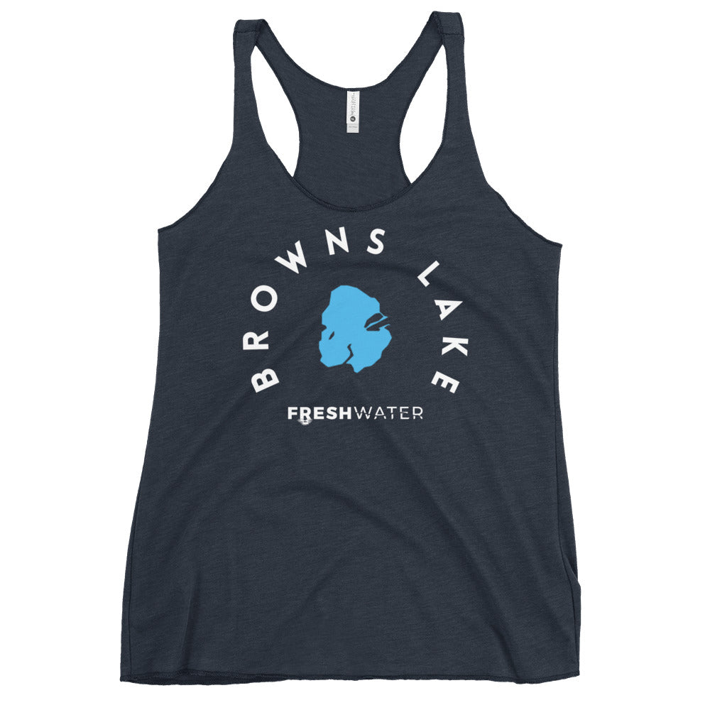 Browns Lake Wisconsin Freshwater WB Women's Racerback Tank
