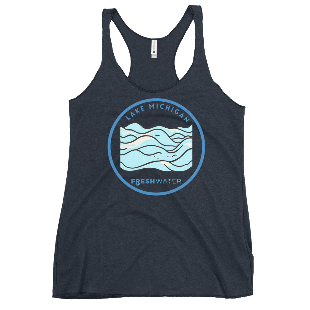 Lake Michigan Freshwater Waves Women's Racerback Tank