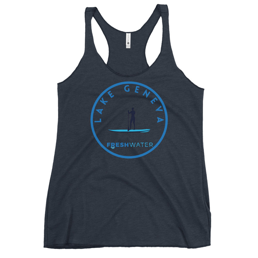 Lake Geneva Wisconsin Freshwater Paddle Women's Racerback Tank