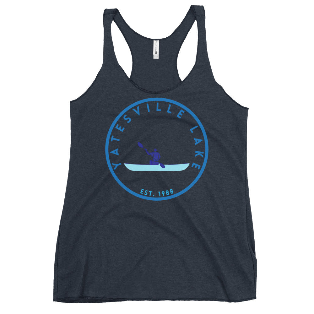 Lake Geneva Wisconsin Freshwater Kayak Women's Racerback Tank