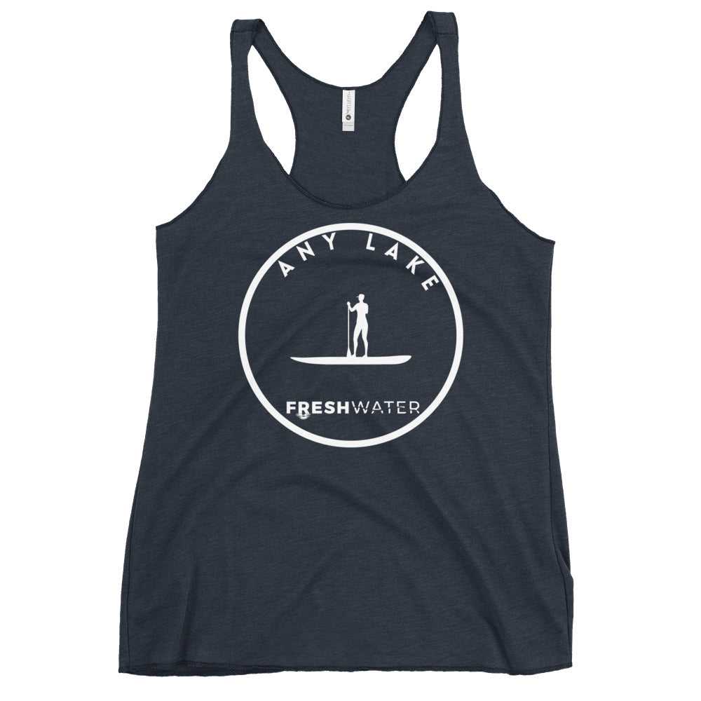 Custom Freshwater Paddle BW Women's Racerback Tank