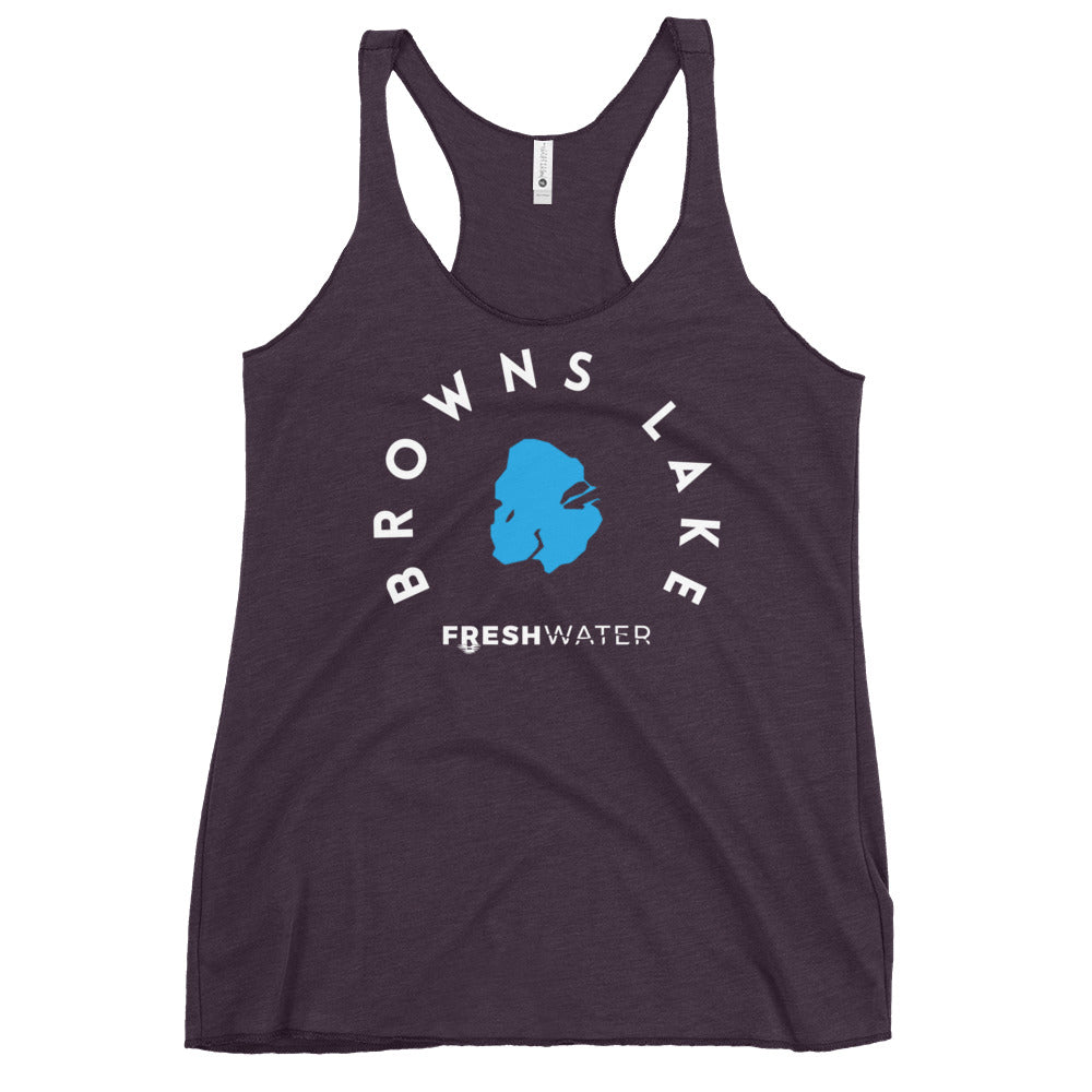 Browns Lake Wisconsin Freshwater WB Women's Racerback Tank