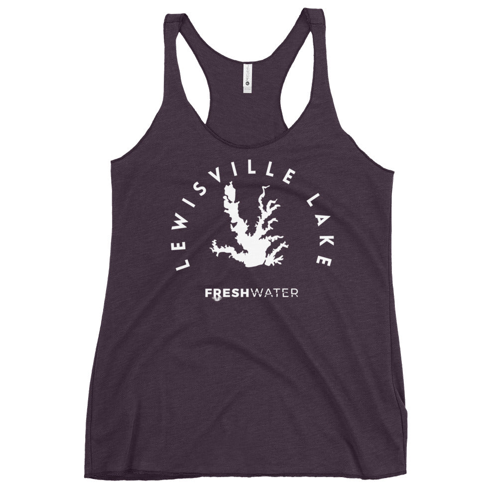 Lewisville Lake Texas Freshwater BW Women's Racerback Tank