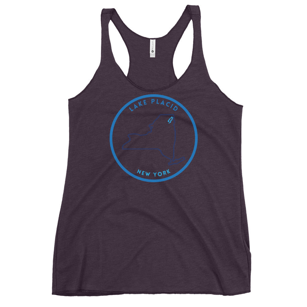 Lake Placid New York Freshwater NY Outline Women's Racerback Tank