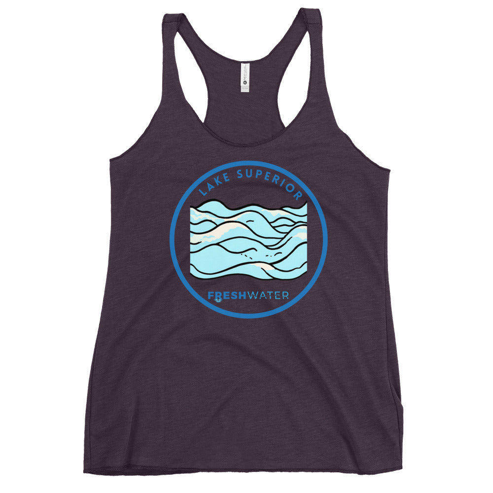 Lake Superior Freshwater Waves Women's Racerback Tank