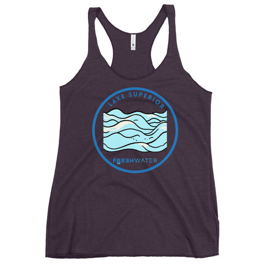 Lake Superior Freshwater Waves Women's Racerback Tank
