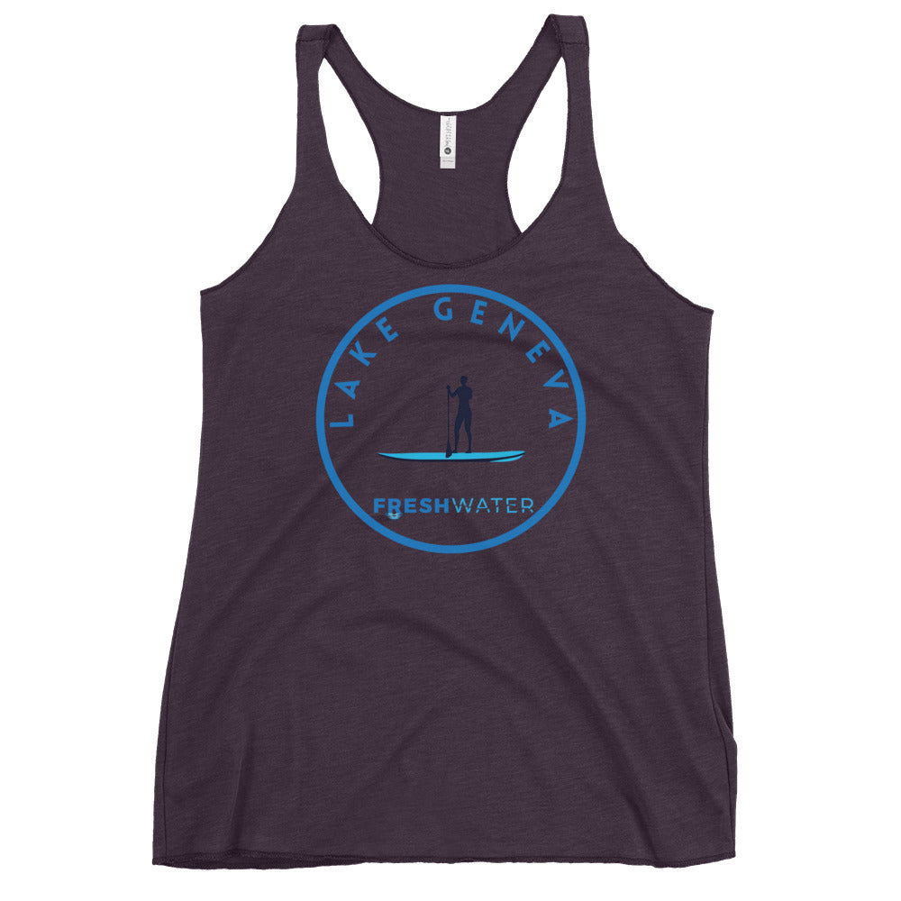 Lake Geneva Wisconsin Freshwater Paddle Women's Racerback Tank