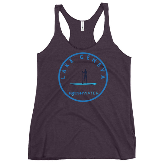 Lake Geneva Wisconsin Freshwater Paddle Women's Racerback Tank