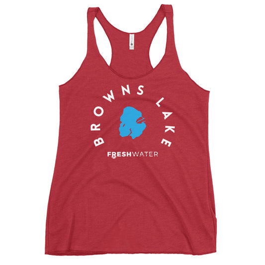Browns Lake Wisconsin Freshwater WB Women's Racerback Tank