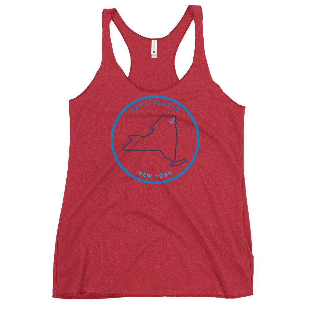 Lake Placid New York Freshwater NY Outline Women's Racerback Tank