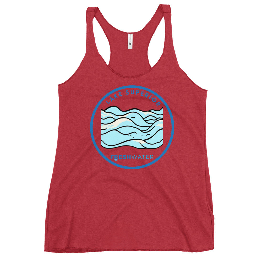 Lake Superior Freshwater Waves Women's Racerback Tank