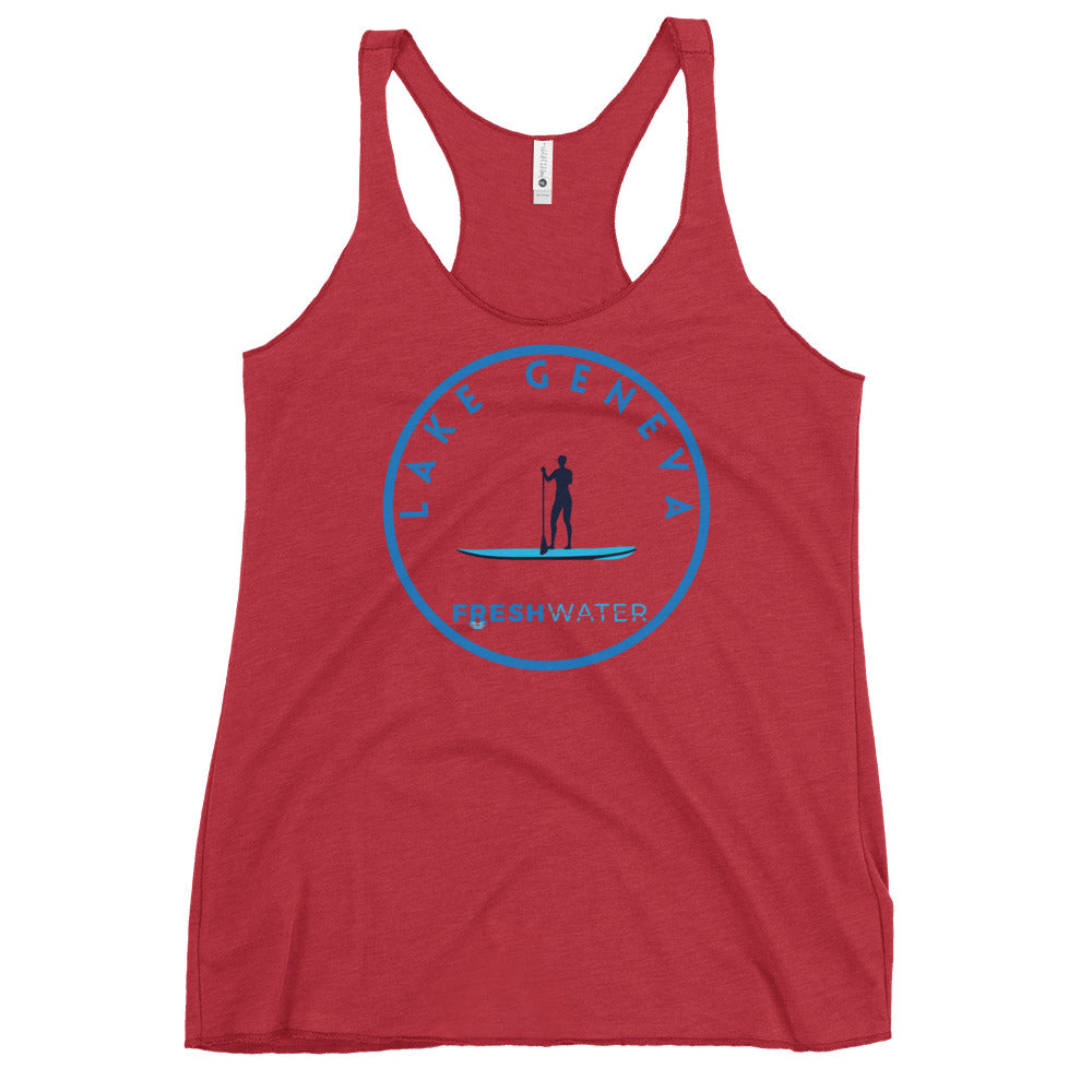 Lake Geneva Wisconsin Freshwater Paddle Women's Racerback Tank