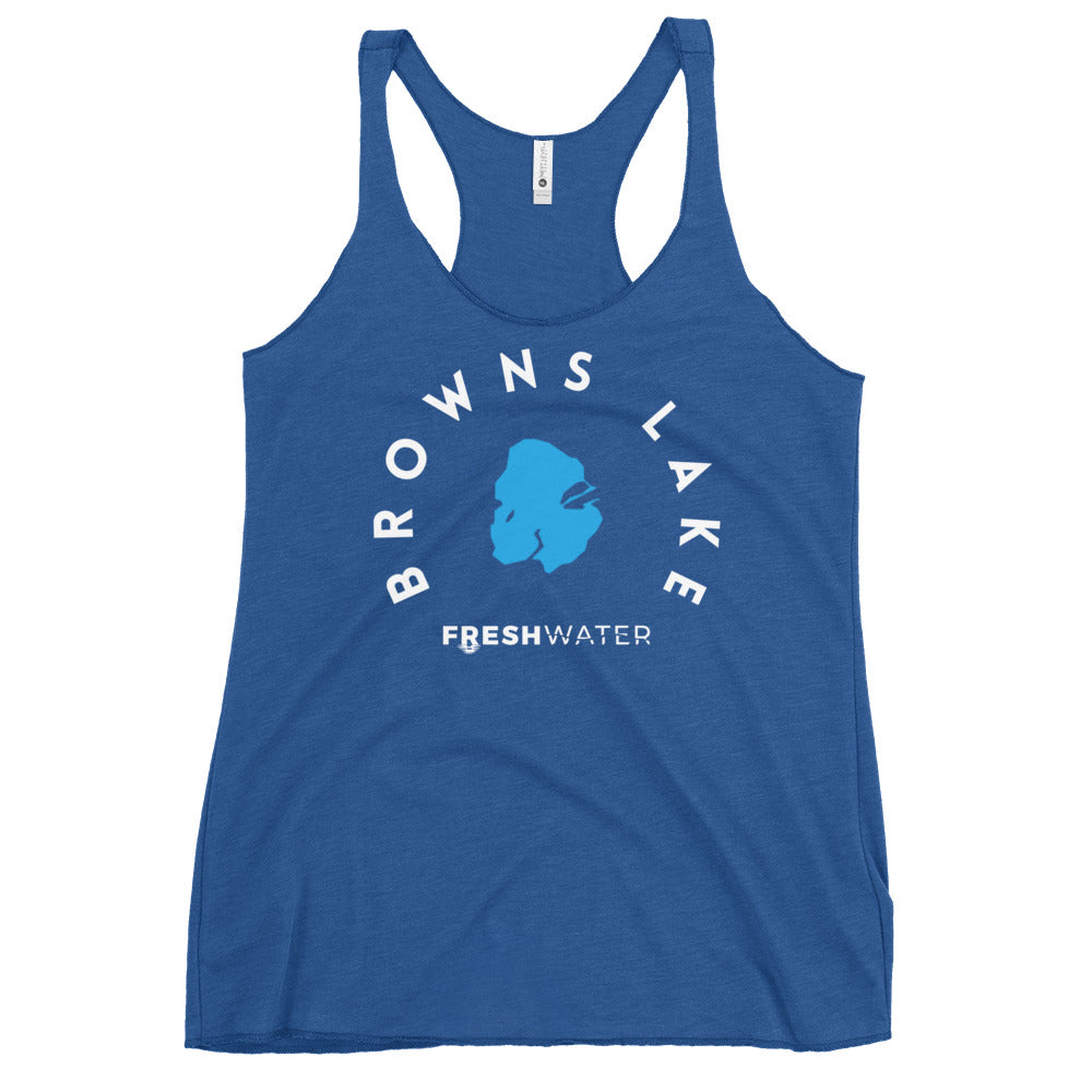 Browns Lake Wisconsin Freshwater WB Women's Racerback Tank