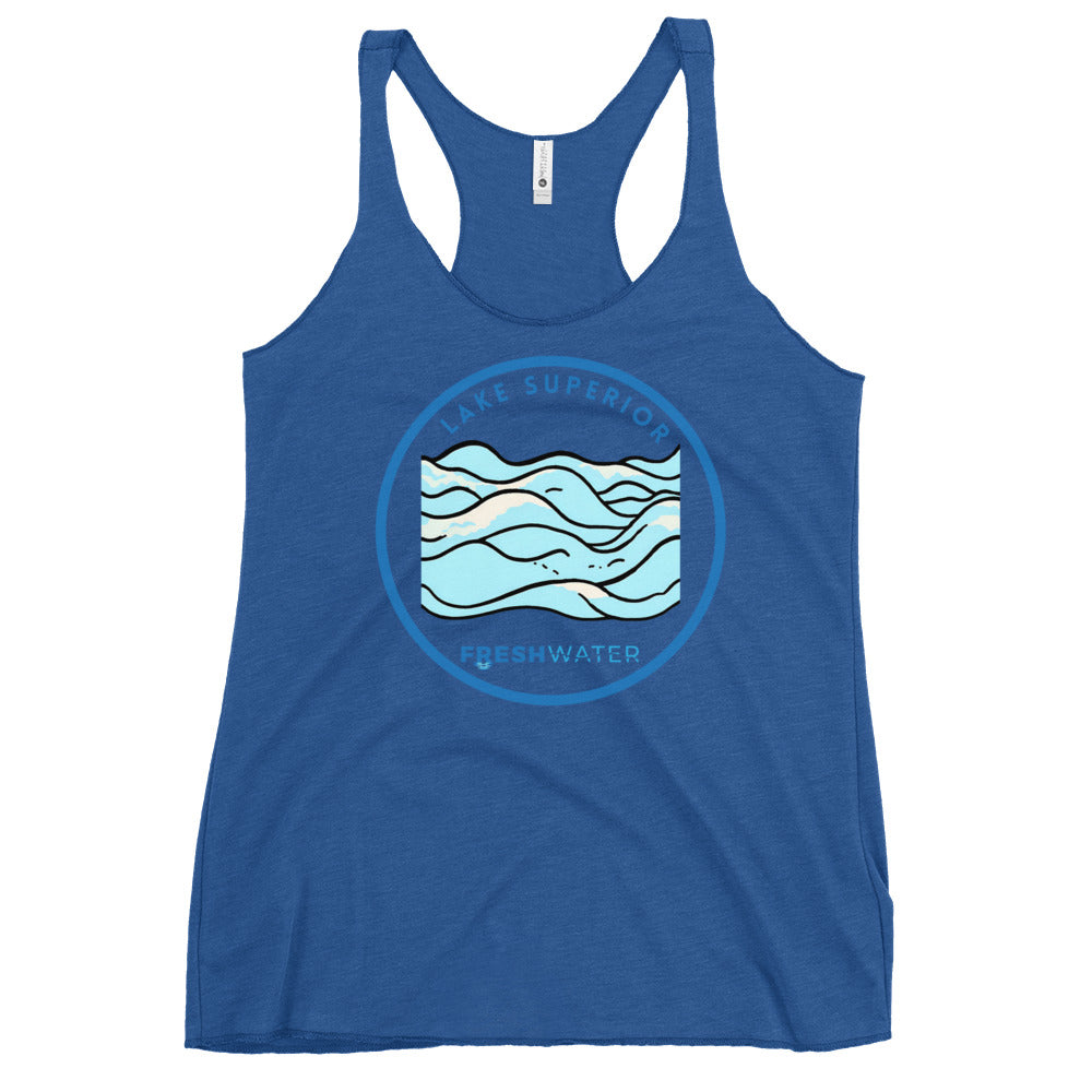 Lake Superior Freshwater Waves Women's Racerback Tank