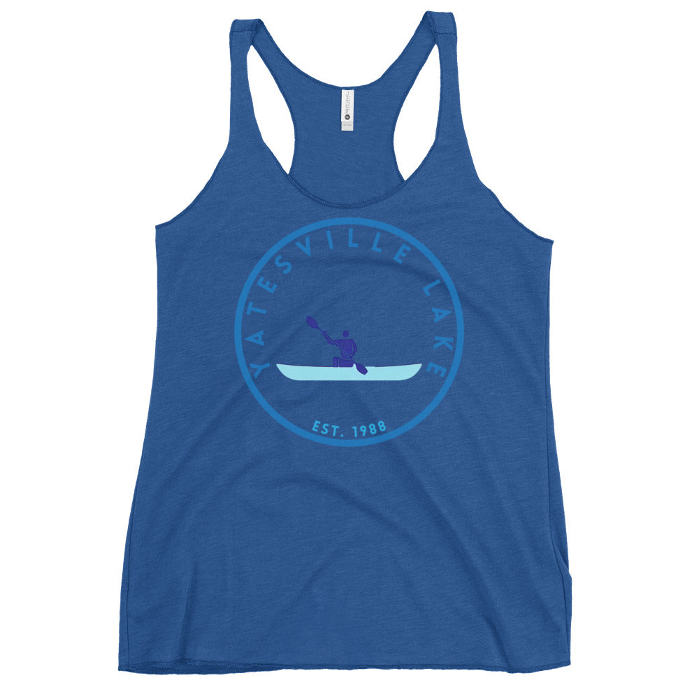Lake Geneva Wisconsin Freshwater Kayak Women's Racerback Tank