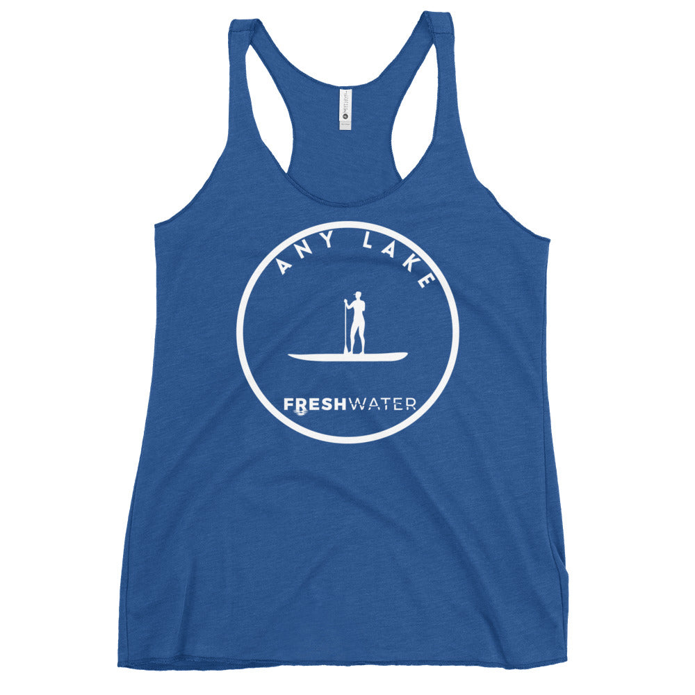 Custom Freshwater Paddle BW Women's Racerback Tank