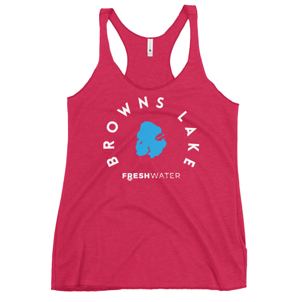 Browns Lake Wisconsin Freshwater WB Women's Racerback Tank