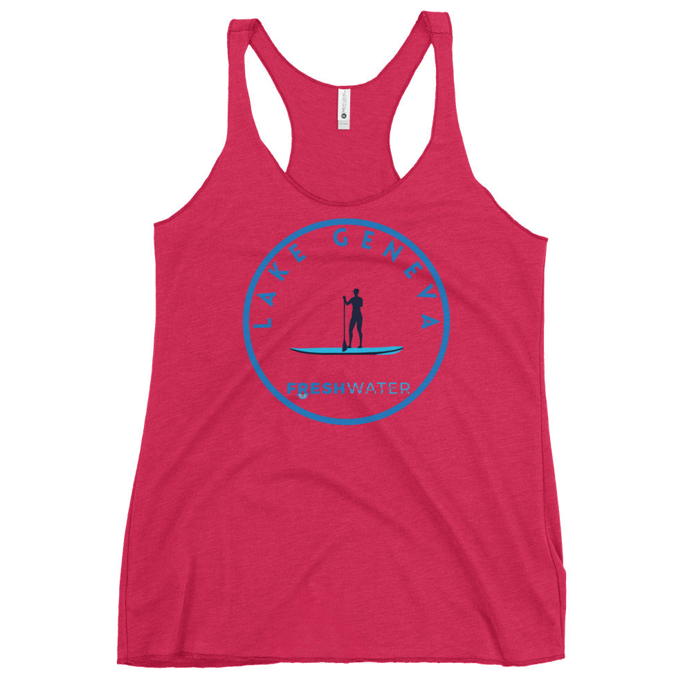 Lake Geneva Wisconsin Freshwater Paddle Women's Racerback Tank