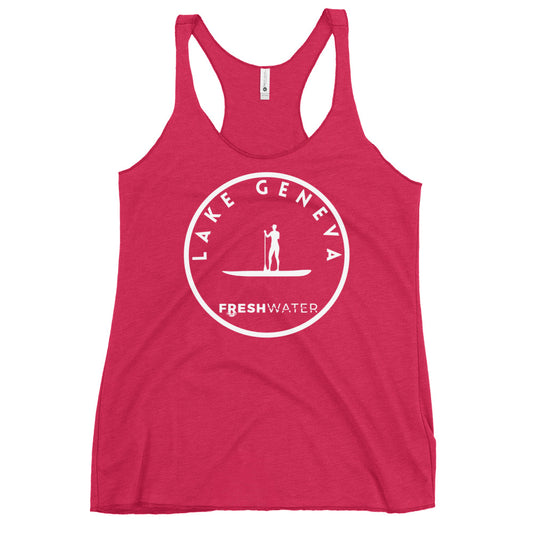 Lake Geneva Wisconsin Freshwater Paddle Women's Racerback Tank