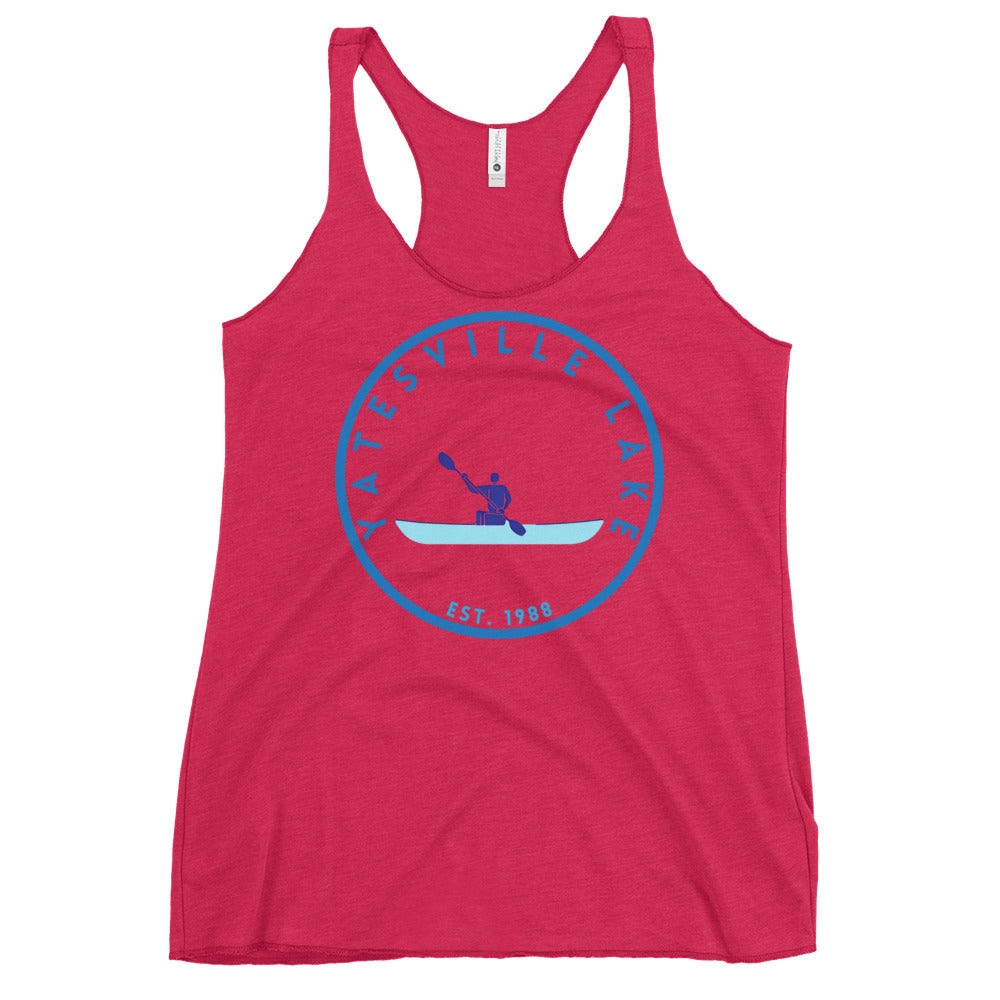 Lake Geneva Wisconsin Freshwater Kayak Women's Racerback Tank
