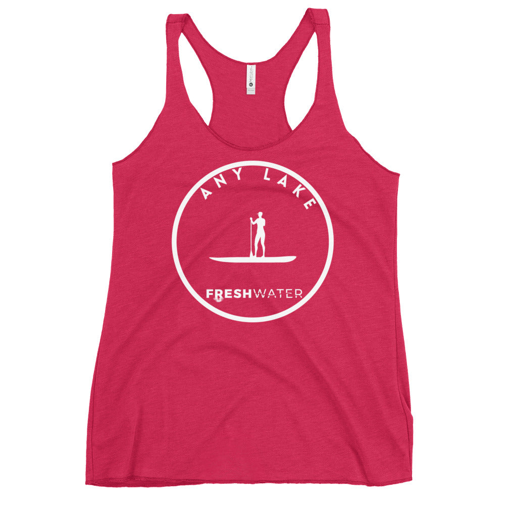Custom Freshwater Paddle BW Women's Racerback Tank