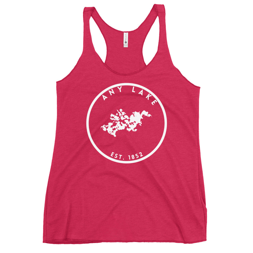 Custom Freshwater Lake Outline Women's Racerback Tank