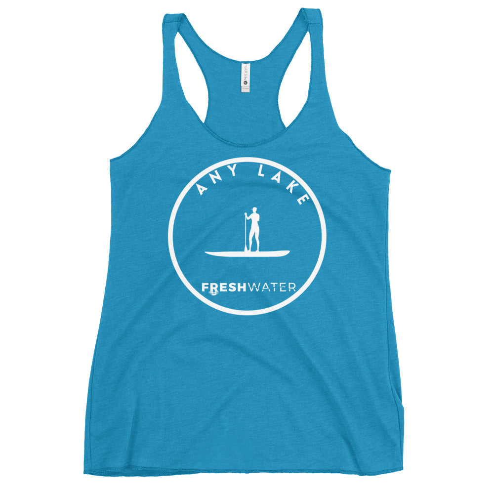 Custom Freshwater Paddle BW Women's Racerback Tank